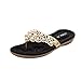 Produktbild Fenverk Damen Flip Flops Pantoletten Sommer Zehentrenner Badeurlaub Strand Sandalen Indoor Outdoor Slipper Bohemian Flach Mit Strass(Schwarz-01,38 EU)