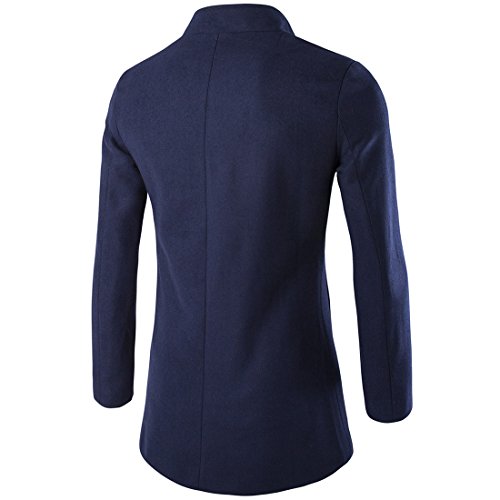 Tjhanhai Wintermantel Herren Stehkragen Übergangsjacke Wollmantel mit Knopf Verschluss Schlank Jacken Freizeit Business Wolljacke Herbst Winter Große Größen Blau