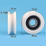 Especificaciones: Modelo u, el diámetro interior es de 12 mm, el diámetro exterior es de 44 mm, y el espesor es de 16 mm
