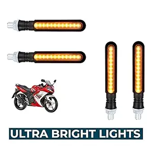 Wangsales KTM Style Sleek Pencil Type Amber LED Indicators Turning Signal lamps Blinkers Bulb Set of 4 (Bike Indicator Lights Motorcycle) for Yamaha R15 V1 V2