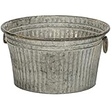 Annibells Large Round Vintage Ribbed Galvanised Metal Bucket Pan Flower Pot Planters