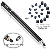B&amp;D Capacitive Stylus Pen 2-in-1 Styli Touch Screen Pen with 20Pcs Replacement Rubber Tips for iPads, Tablets, iPhones, Samsung Galaxy Note/Tab, LG&amp;HTC(Black, 5.5-inch)