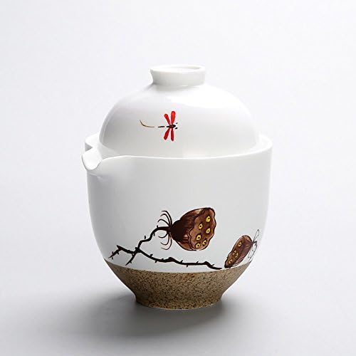 Painted Lotus Porcelain Tea Cup Teapot Set ( Color : Lotus Root )