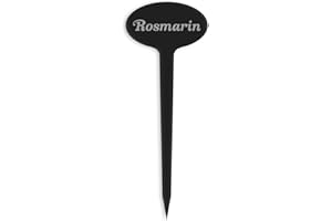 GRAVURZEILE Pflanzenschilder mit Gravur - Rosmarin - Stilvolle Kräuterschilder aus schwarzem Acryl für den Garten - Kräuterstecker geeignet für Beet & Kräutergarten - Farbe: Rosmarin