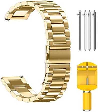 ANMU Stainless Steel Metal Watch Band 16mm 18mm 20mm 22mm Quick Release Replacement Watch Strap for Mens Womens Sport Watchbands (22mm, Gold)