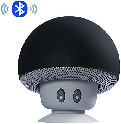 IPUIS Cute Mushroom Mini Portable Speaker Bluetooth Speaker with Microphone and Suction Handsfree for Smartphone iPhone, iPad, Samsung etc.- Black