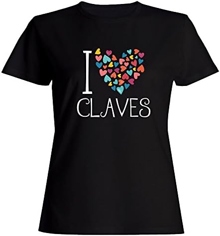 Idakoos EU I Love Claves Colorful Hearts - Instruments - Women T-Shirt