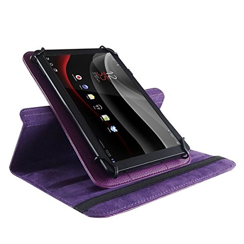 Schutz Tasche Vodafone Smart Tab 4 / 4G Hülle Tablet Schutzhülle Kunstleder Cover Case Schutztasche Standfunktion 360° Drehbar Etui Zubehör Lila - 4