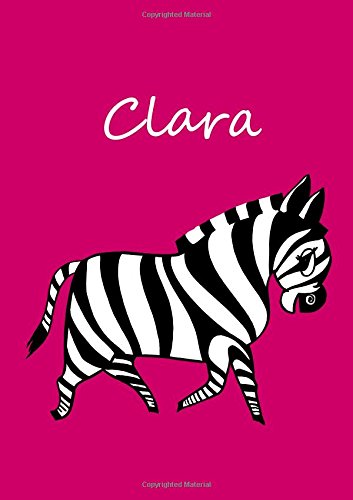 personalisiertes Malbuch / Notizbuch / Tagebuch - Clara: Zebra - A4 - blanko