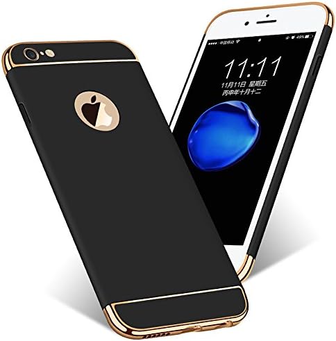 WYBAN iPhone 6plus Case,iPhone 6s plus Case, 3 in 1 Ultra Thin Hard Anti-Scratch Shockproof Electroplate Frame with Coated Surface Excellent Grip Case for Apple iPhone 6plus,iPhone 6s plus (Iphone6plus/6splus, Black)