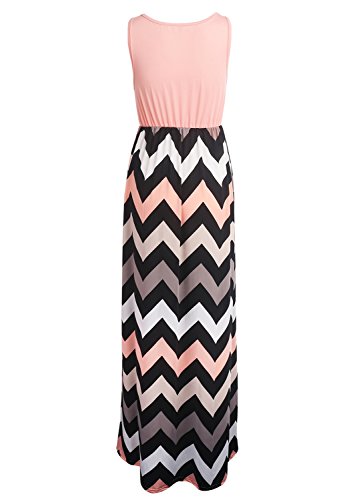 Yidarton Sommerkleid Damen Lang Chiffon High Waist Striped Sleeveless Beach Kleid Partykleid Elegant - 2