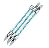 Malloom 3 Pcs Pencil Strass Head Nail Art Brush Nail Silicone Brushes With Acrylic Strap