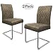 Produktbild Ambiendi Schwingstuhl 2er Set Freischwinger mit Vintage PU Leder Grau-Beige Nickel-Metallgestell Freischwinger Schwingstuhl Geeignet für Wohnzimmer Esszimmer Familie 47 x 94 x 58 cm (B x H x T)