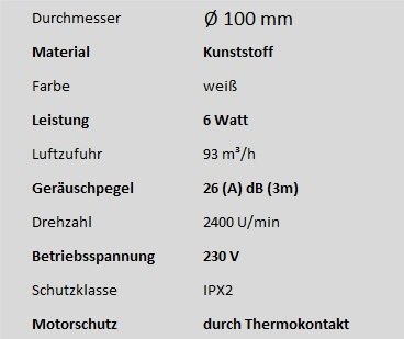 Badventilator Ø 100 mm in weiß mit Feuchtigkeitssensor Hygrostat sowie Timer Nachlauf Lüfter Ventilator Front Wandlüfter Wandventilator Badlüfter Ventilator Einbaulüfter Bad Küche leise 10 cm - 2