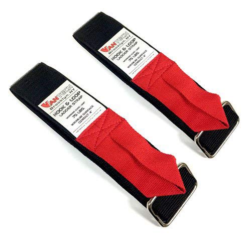 Vantech2 Pack Red Velcro Ladder Strap (7.5" Width) - 75 lbs Capacity - Car, SUV, Truck