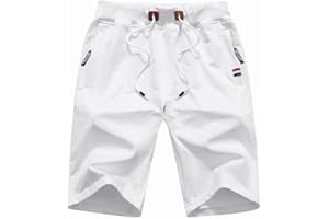 JustSun Mens Shorts Casual Sports Joggers Shorts with Elastic Waist Zipper Pockets