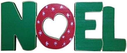 Written Noel Decorated Wood Verde E Rosso