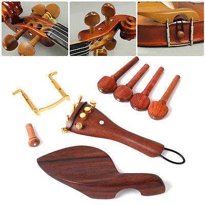 FidgetFidget 1 set Art Rosewood Violin 4/4 Fittings Chinrest Pegs Tailpiece Tuners Endpin