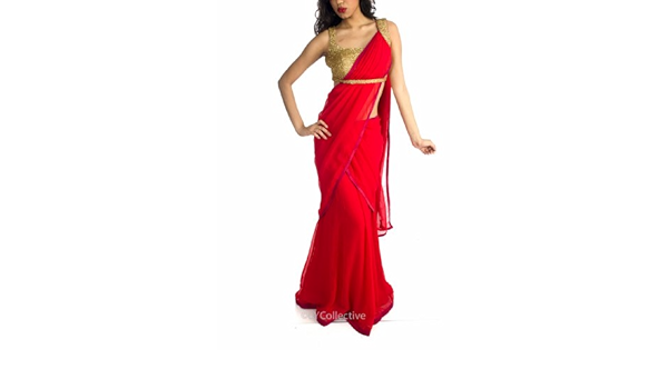 red saree gown