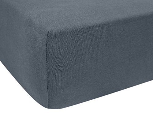 Jersey-Spannbetttuch in Top-Qualität – mit einer Steghöhe von ca. 35 cm – 100% Baumwolle – erhältlich in 6 verschiedenen Größen und 12 ausgesuchten Farben, 1 Stück – Jersey-Spannbetttuch ca. 200 x 220 cm, anthrazit - 6