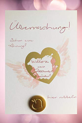 Rubbelkarte Patenonkel MÄDCHEN + Chip -> Willst du mein Patenonkel sein ? -> Taufe, Geburt, Kindertaufe, Tante Pate, Geschenk, Überraschung, Kindtaufegeschenk, Geschenke für Patenonkel (Onkel/rosa)