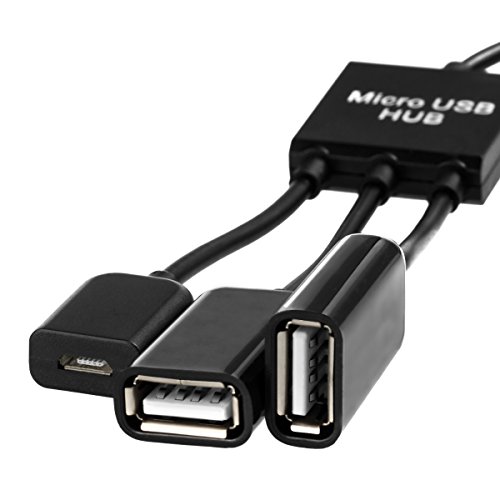kwmobile 3in1 Micro USB OTG Hub Adapter für Samsung Galaxy Tab A 10.1 (2016) T580N / T585N – Mikro USB Verteiler in Schwarz - 6