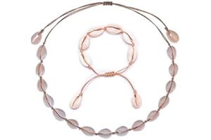 GLITZFAS Naszyjnik damski Natural Shell Choker, bransoletka, zestaw biżuterii w stylu boho