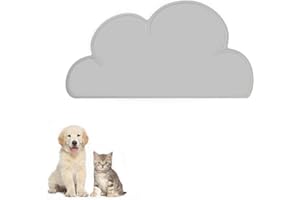 FANJIANG Alfombrilla para Comederos de Mascota, Tapete de Silicona Premium Antideslizante para Perros y Gatos, Impermeable y Protector (Gris)