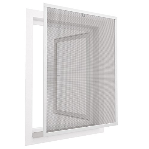 proheim Insektenschutz-Fenster Comfort Fliegengitter mit Alu-Rahmen sind kürzbar Fliegenschutz Spannrahmen ohne Bohren & Schrauben mit Dichtungsbürste, Farbe:Weiß, Größe:100 x 120 cm - 4