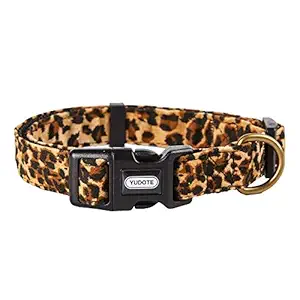 Petiry Fancy Leopard Dog Collar Flocking Fabric Cheetah Scent Premium Soft and for Puppy,Middle and Big Dogs(Neck:12-18