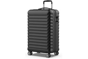 NUMADA - Valigia Grande Upfly 25Kg Upfly 28' ABS (75x49x29cm) con chiusura a combinazione e 4 ruote doppie a 360 | Resistente | Leggera | Interni a scomparti | Nero