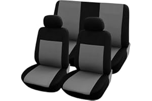 Rebeca Shop Coprisedili universali Kit Anteriore e Posteriore Vari colori Soft Confortevole Traspirante Protezione per Sedili utilitarie (Grigio/Nero)