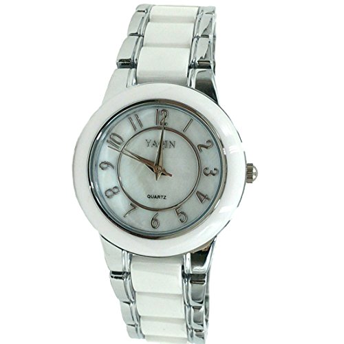 DEFW973A neue runde PNP-glnzende Silber-Uhr-Fall-Jungen-Mdchen-keramische Uhr-Art- und Weiseuhr