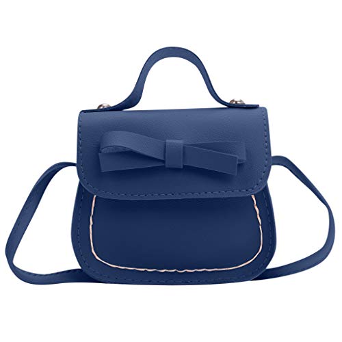 Preisvergleich Produktbild Time COVER Damenmode Kindertasche, Einfache Schleife Dekoration Umhängetasche Kinder Messenger Bag Geldbörse Einfarbige Handtasche Geeignet für Hochzeiten, Partys, Hochzeiten, Reiseanlässe (Blau)