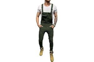 FeMereina Mens Denim Dungarees Distressed Bib Jumpsuits Overalls Romper for Carpenter Moto Biker Coveralls Suspender Jeans