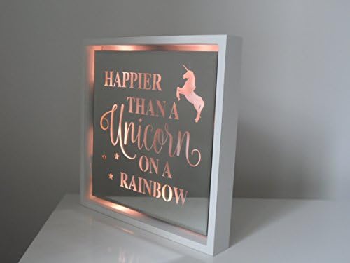Unicorn LED Light Up White Wall Plaque (Happier than a Unicorn on a Rainbow)
