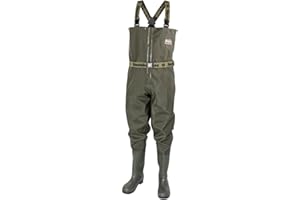 Snowbee Granite PVC Chest Wader - Fishing Wader With Elasticated Waist Belt and Buckles, Fitted With Cleated Sole Heavy-Duty PVC Boots