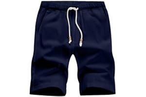 JMIERR Uomo Lino Pantaloncini con Tasche Bermuda Leggero Estivo Pantaloni Corti