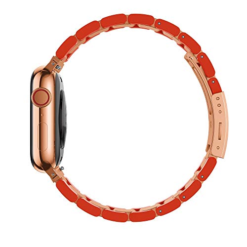 Luxury Stainless Steel Quick Release Easy Fit Watchband for Apple Watch 4 44mm (Orange)