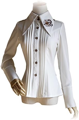 Exclusive Vintage Steampunk Designer Fashion Gears Embroidery Collar Blouse (Small)