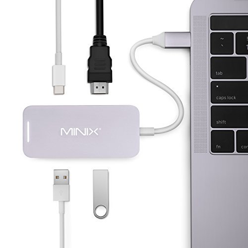 MINIX NEO-C-MGR Mini USB-C Multiport Adapter mit HDMI für Apple MacBook und MacBook Pro grau