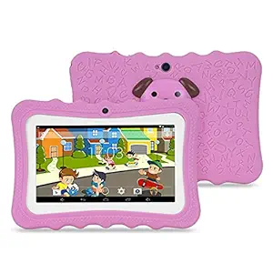 Tablet for Kids, 7 Inch Toddler Edition Tablets, 512MB+8GB, Android 4.4, WiFi, Dual Camera, Parental Control for 2-10 Children with Kid-Proof Case Suitable for Online Classes (Pink)