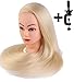 Produktbild 24" Mannequin-Kopf für Frisörlehrlinge oder Haarstylisten/-innen, Kopf mit synthetischem Haar zum Haare schneiden oder Frisuren üben, mit Schraubstock für das Anbringen an einen Tisch (Haarfarbe blond)