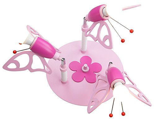 3 way Ceiling Spot Light, Pink, Round / Butterfly, Children / kids Lighting, handmade