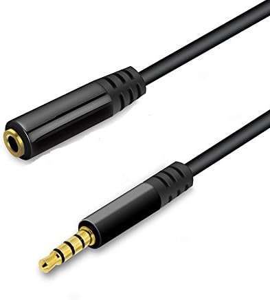 KUYIA6.5FT/2M AUX 3.5mm Male to Female Gold Plated Design Car Auxiliary Audio cable Cord Headphone With Metal Case Connecter Extension Cable for Android Smartphone, Tablet and MP3 Player BLACK