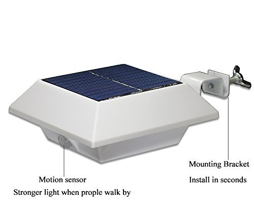 200LM LED PIR Sensor Solarlampe Drahtlos Kaltweiß 7000K Solarleuchte Solar Leuchte Lampe mit Bewegungsmelder Wasserdicht Sicherheit Licht für Garten, Outdoor, Terrasse, Haus, Auffahrt, Treppen, Zaun etc(Weiß 4-pack) - 2