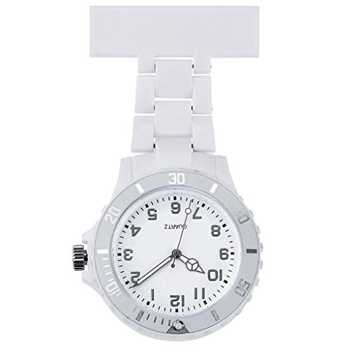 JSDDE Uhren,Schwesternuhr Trend Design Silikon Beschichtung Krankenschwesteruhr Taschenuhr Analog Quarzuhr(Weiss)