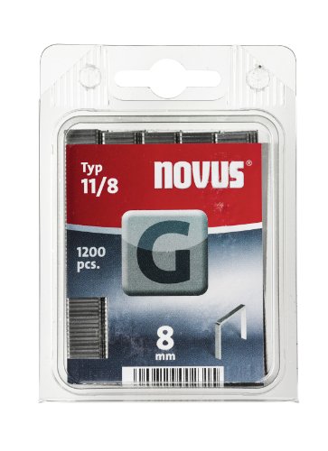 Novus G 11 Flachdrahtklammern für Hammertacker mit 8 mm Länge, Klarsichtverpackung mit 1200 Klammern vom Typ G 11/8, Heftmittel aus verzinktem Stahldraht, 042-0385