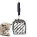Produktbild Aolvo Metall Katzenstreu, mit abgeschrägtem Rand groß Katze Streuschaufel mit tief Schaufel, starke Langlebig Aluminium Legierung Material und leicht Griff, leicht zu reinigen – Grau