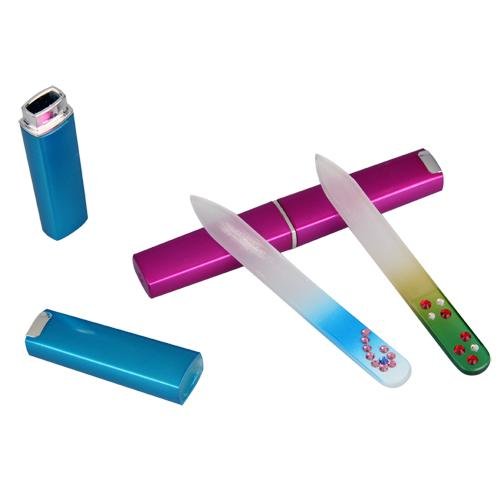 FACILLA® 2 Colors Professional Crystal Glass Nail Files + Hard Case [Misc.]
